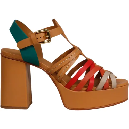 Multicolour Criss-Cross Heeled Sandals , female, Sizes: 5 1/2 UK, 4 UK, 4 1/2 UK, 8 UK - See by Chloé - Modalova