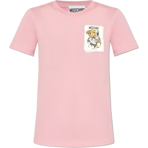 T-Shirt mit Druck , Damen, Größe: M - Moschino - Modalova