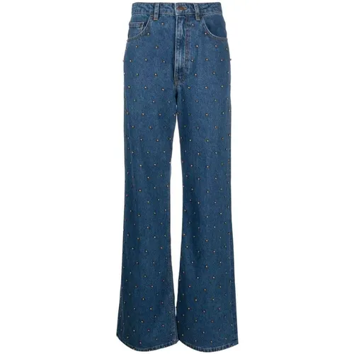 Perlenbesetzte Wide-Leg Jeans , Damen, Größe: W24 - Farm Rio - Modalova