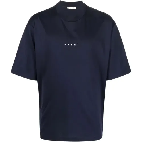 Logo Blublack Men`s T-Shirt , male, Sizes: L, M - Marni - Modalova