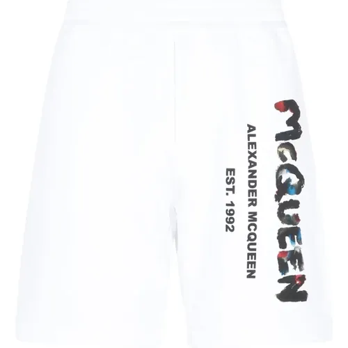Weiße Logo Baumwoll Shorts Ss23 , Herren, Größe: L - alexander mcqueen - Modalova