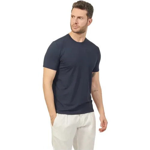 Blau T-Shirt mit girocollo Design , Herren, Größe: 3XL - Suns - Modalova