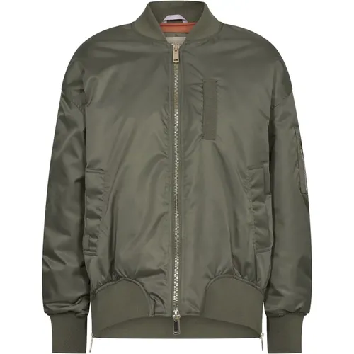 Shiny Bomber Jacket Dusty Olive , female, Sizes: XL - MOS MOSH - Modalova