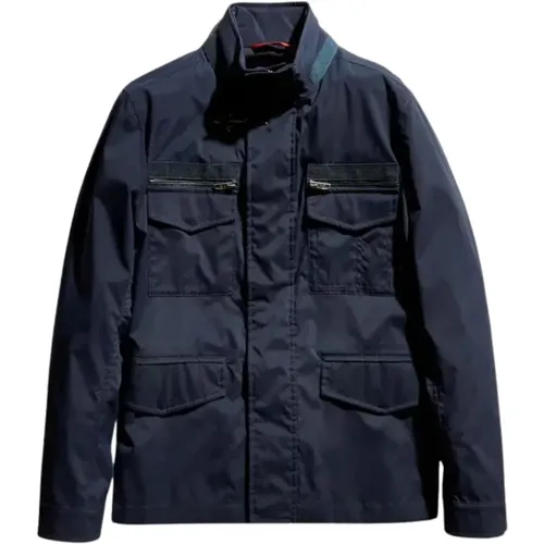 Blaue Field Jacket mit abnehmbarer Kapuze , Herren, Größe: S - Fay - Modalova