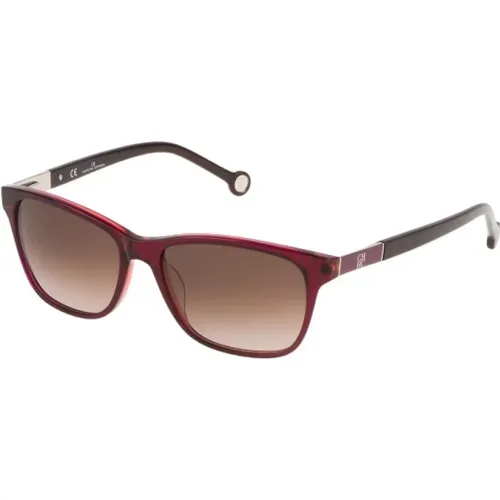 Rote Acetat-Sonnenbrille für Frauen , Damen, Größe: 55 MM - Carolina Herrera - Modalova