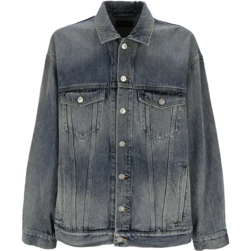 Bleached-effect button-up denim jacket , female, Sizes: XS, S, XL - Balenciaga - Modalova