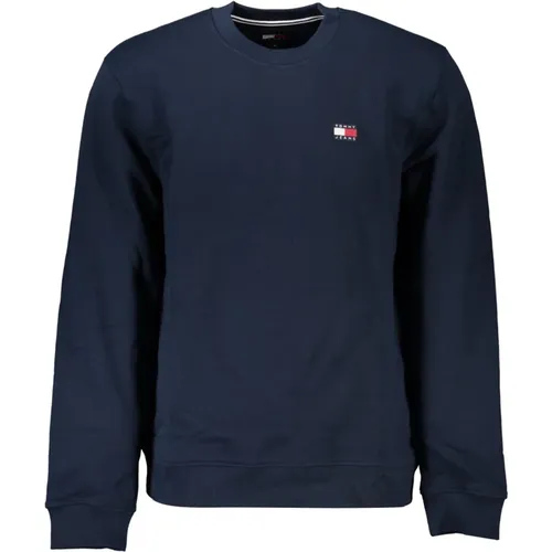 Blauer Langarm-Sweatshirt Logo-Applikation , Herren, Größe: L - Tommy Hilfiger - Modalova