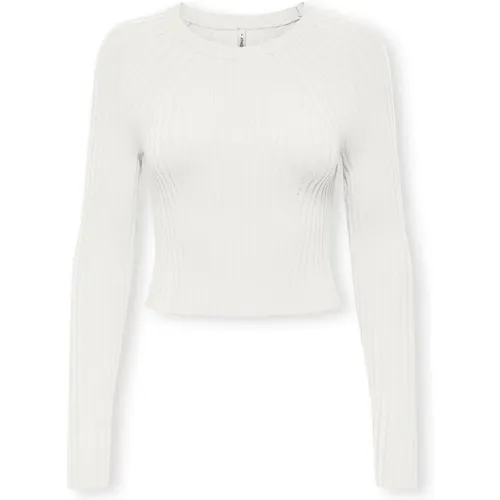 Crop Long Sleeve O-Neck Sweater Women , Damen, Größe: S - Only - Modalova