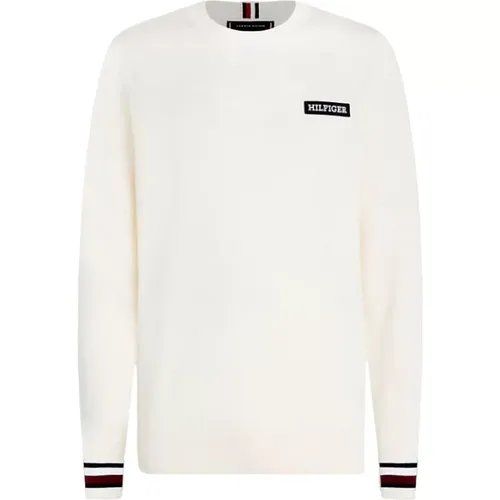 Cream Sweater with Monotype Logo , male, Sizes: M, L, 2XL, S, XL - Tommy Hilfiger - Modalova