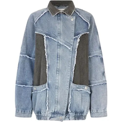 Denimjacke mit asymmetrischer Knopfleiste , Damen, Größe: M - Lollys Laundry - Modalova