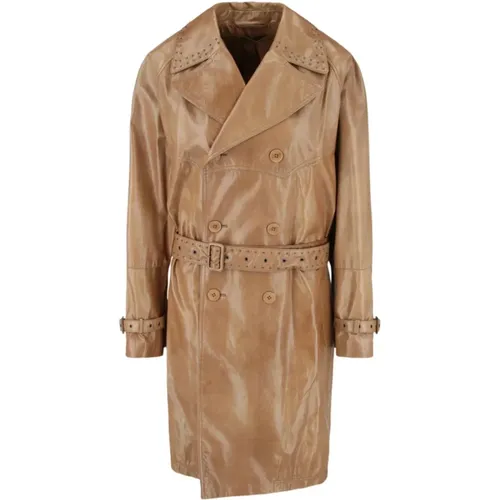 Double Breasted Leather Coat - New with Tag , male, Sizes: L - Bottega Veneta - Modalova