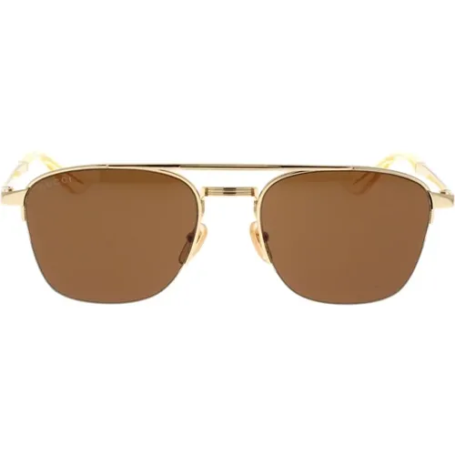 Classic Metal Sunglasses with Enamel Decorations , unisex, Sizes: 54 MM - Gucci - Modalova