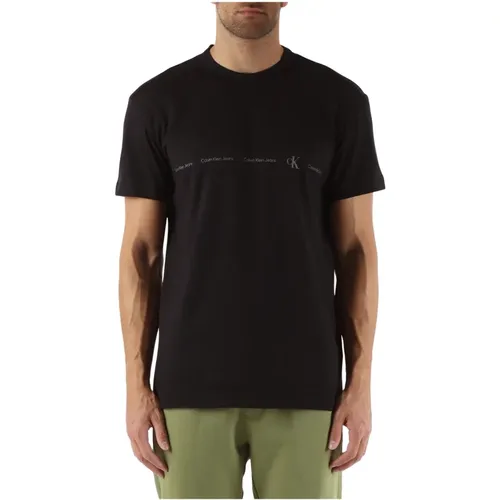 Cotton Logo T-shirt Round Neck Short Sleeve , male, Sizes: XL, S, L, 2XL, M - Calvin Klein Jeans - Modalova