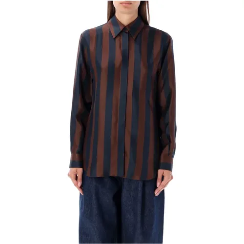 Striped Jacquard Button-Up Shirt , female, Sizes: XS - Fendi - Modalova
