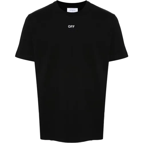 Schwarzes T-Shirt mit Pfeilstickerei , Herren, Größe: M - Off White - Modalova