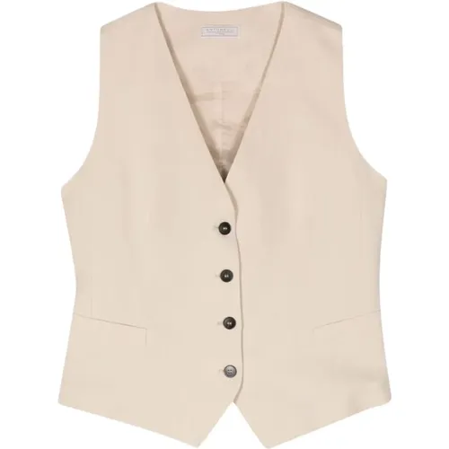 Blush Linen Blend V-Neck Jacket , female, Sizes: S - Antonelli Firenze - Modalova