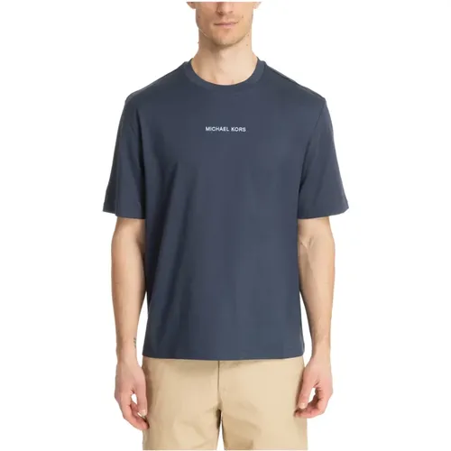 Einfaches Logo T-Shirt mit Stickereien , Herren, Größe: L - Michael Kors - Modalova