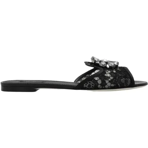 Spitzen-Slides , Damen, Größe: 37 1/2 EU - Dolce & Gabbana - Modalova