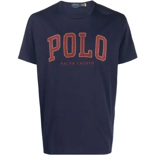 Blaues Rundhals-T-Shirt für Männer , Herren, Größe: M - Polo Ralph Lauren - Modalova