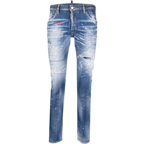 Skater Jeans mit Farbspritzer-Detail , Herren, Größe: L - Dsquared2 - Modalova