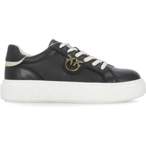 Leather Sneakers with Love Birds , female, Sizes: 3 UK - pinko - Modalova