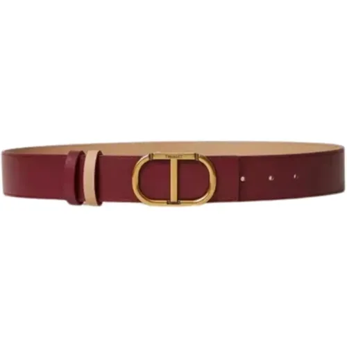 Reversible Leather Belt with Oval Buckle , female, Sizes: L - Twinset - Modalova