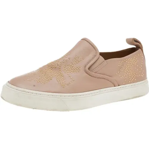 Pre-owned Leather sneakers , female, Sizes: 6 UK - Chloé Pre-owned - Modalova