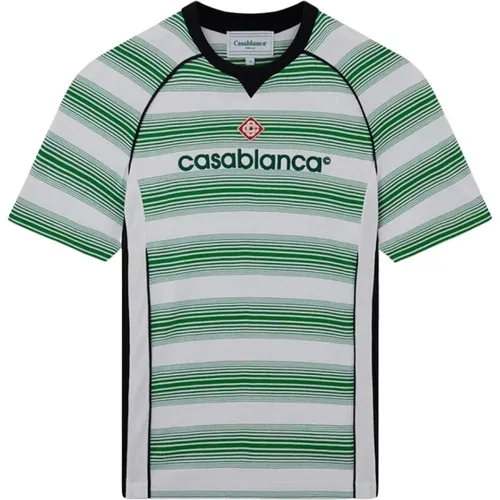 Logo Striped Panelled T-Shirt , male, Sizes: L, M - Casablanca - Modalova