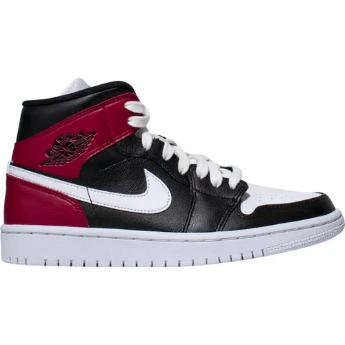 Limitierte Auflage Air Jordan 1 Mid Schwarz Edelrot , Herren, Größe: 39 EU - Nike - Modalova