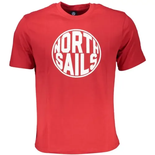 Rotes Baumwoll-Logo-Print-T-Shirt , Herren, Größe: 3XL - North Sails - Modalova