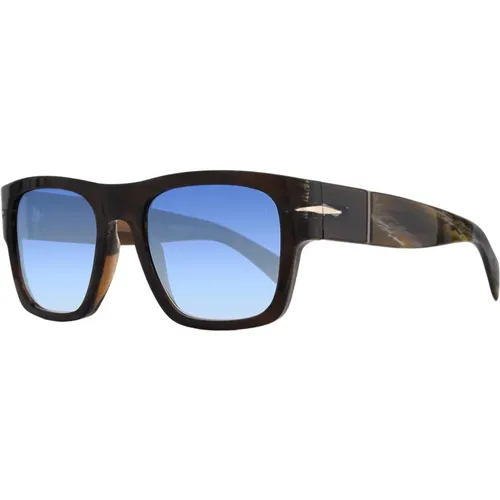 Horn/Blue Shaded Sunglasses , male, Sizes: 52 MM - Eyewear by David Beckham - Modalova