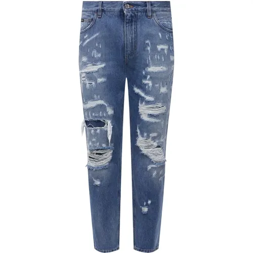 Blaue Baumwoll-Denim-Jeans für Herren , Herren, Größe: XL - Dolce & Gabbana - Modalova