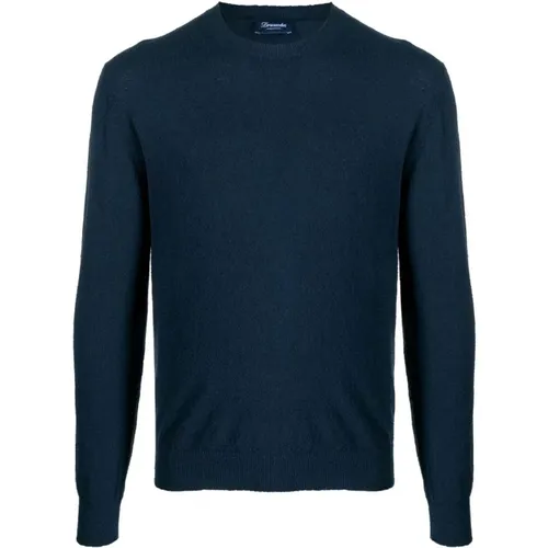 Blauer Crew-Neck Sweater,Round-neck Knitwear,Blauer Rundhalspullover - Drumohr - Modalova