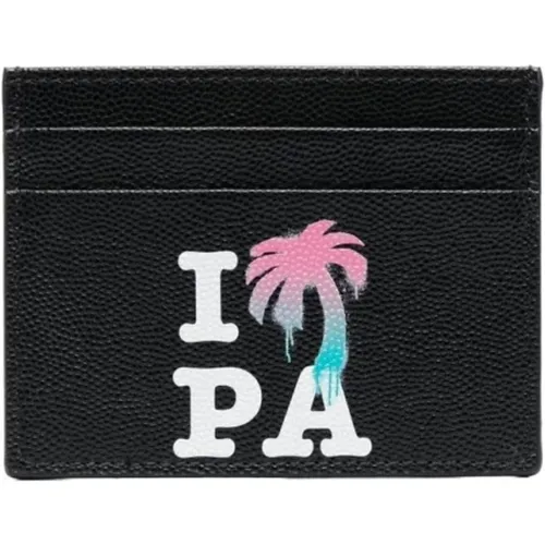 Graphic Leather Card Holder , male, Sizes: ONE SIZE - Palm Angels - Modalova