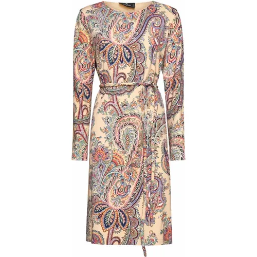 Paisley Print Belted Dress Beige , female, Sizes: 2XL, M, S, L, XL - ETRO - Modalova