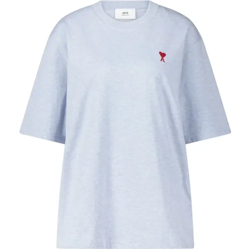 Logo-besticktes locker geschnittenes T-Shirt , Damen, Größe: M - Ami Paris - Modalova