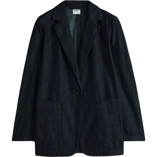 Denim Suit with Single-Breasted Jacket , female, Sizes: S - Aspesi - Modalova
