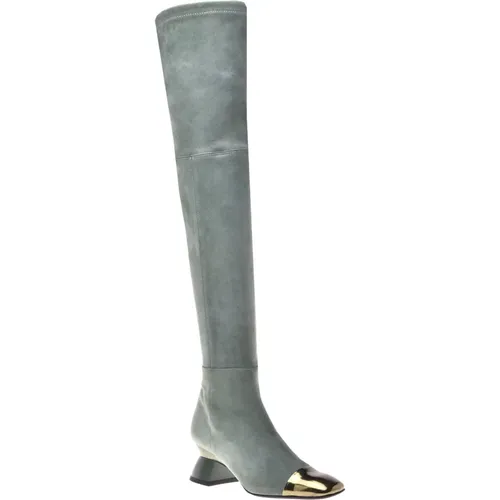 Green leather and suede boot , female, Sizes: 6 UK, 5 UK - Baldinini - Modalova