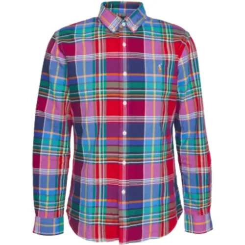 Plaid Checkered Shirt - XL, Dark Pink/Blue , male, Sizes: S - Ralph Lauren - Modalova