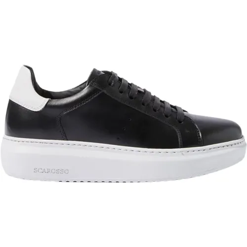 Schwarze Ledersneakers , Damen, Größe: 38 EU - Scarosso - Modalova