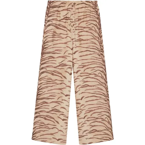 Tiger Print Silk Trousers , female, Sizes: XS, S, 2XS - Stella Mccartney - Modalova