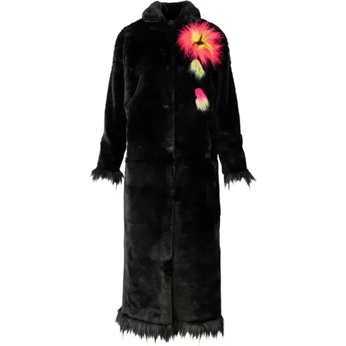 Langer Mantel aus künstlichem schwarzem Fur Frid - Fortini - Modalova