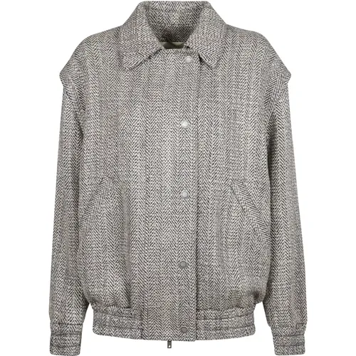 Herringbone Wool Bomber Jacket , female, Sizes: XS, S, M - Golden Goose - Modalova