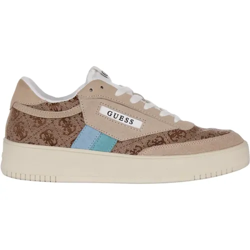 Brown Blue Leather Trainers Women , female, Sizes: 3 UK, 7 UK, 5 UK - Guess - Modalova