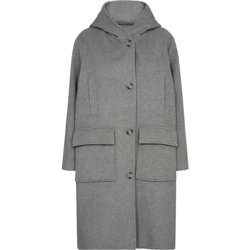 Hoodie Wool Coat Jacket Grey Melange , female, Sizes: L, XS, S, M, XL - MOS MOSH - Modalova