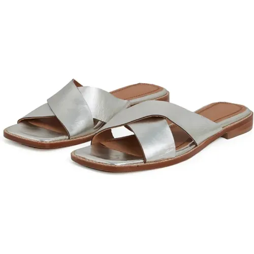 Metallische Leder Kreuzriemen Sandalen , Damen, Größe: 37 EU - Femmes du Sud - Modalova