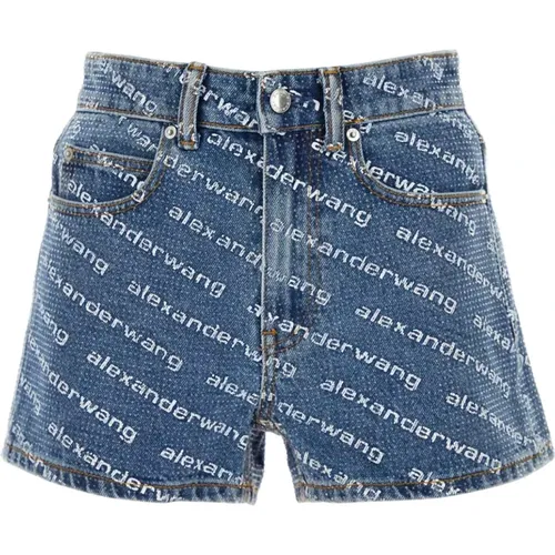 Stylische bedruckte Denim-Shorts , Damen, Größe: W27 - alexander wang - Modalova