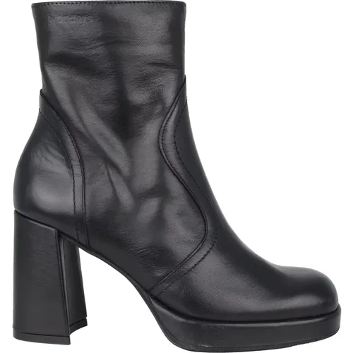 Stilvolle Schwarze Leder Damen Stiefelette - Wonders - Modalova