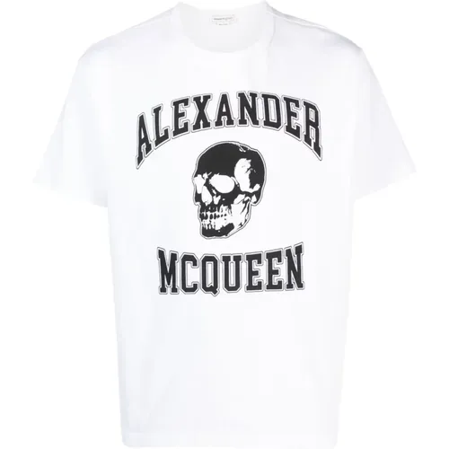 Skull Logo Print T-shirt , male, Sizes: XL, M, L, S - alexander mcqueen - Modalova