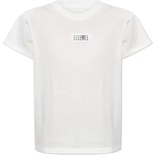 T-Shirt mit Logo , Damen, Größe: M - MM6 Maison Margiela - Modalova